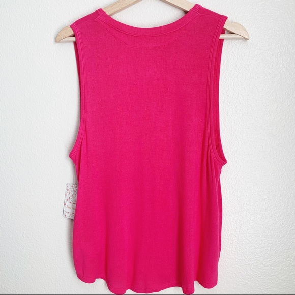 Free People Take The Plunge Fuscia Tank Top Size M - Picture 3 of 7